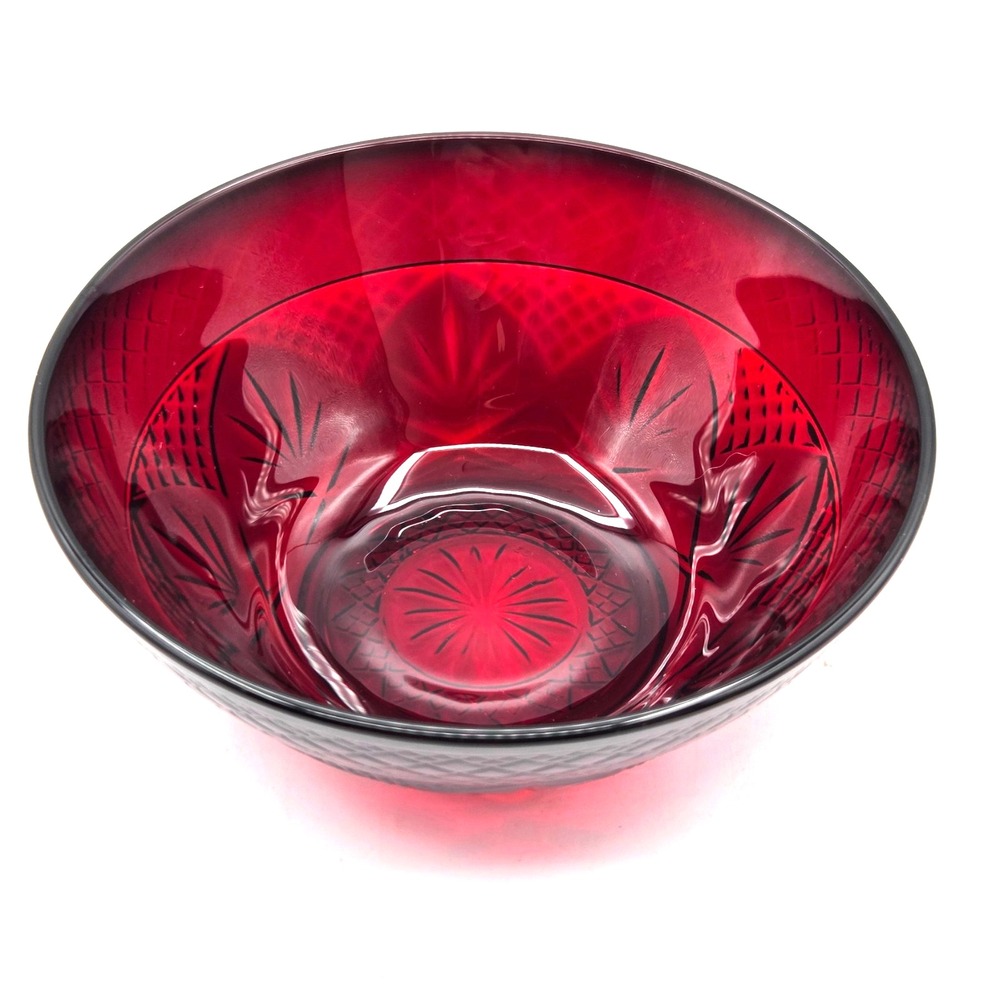 Cristal D'Arques Durand Ruby Red Fruit/Dessert Bowl 5⅝" France Pressed Glass